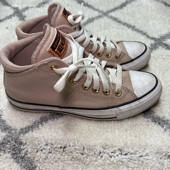 Converse Chuck Taylor All Star Mid Top Sneakers Pink High Rose Gold Skate Shoe - Picture 4 of 13
